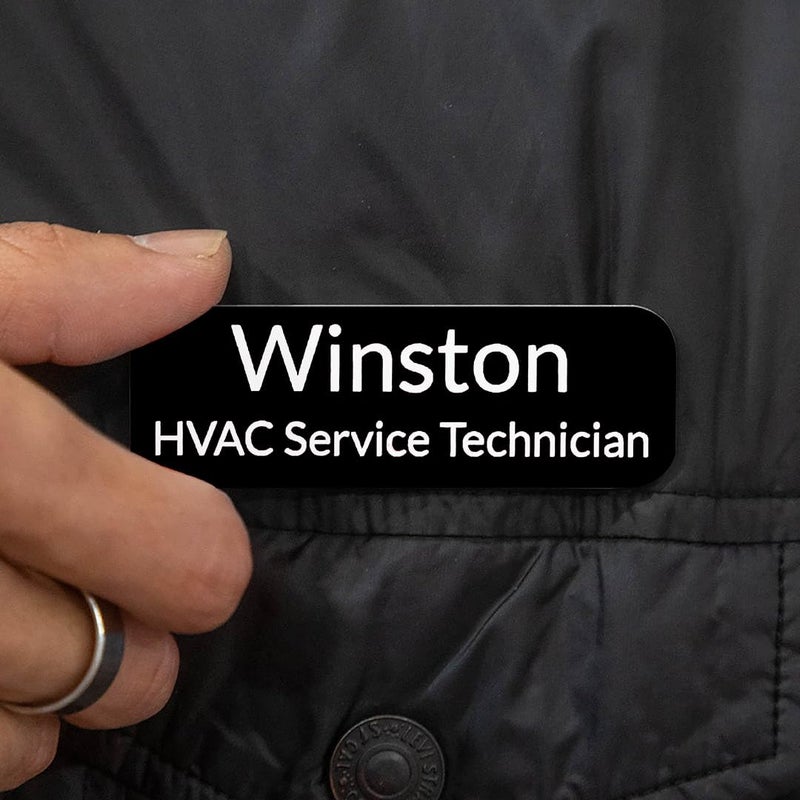 All Quality 1" X 3" Name Tag/Badge Blanks with Pin - 10 Pack (Black) - Image 3